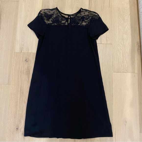 Zara | Black Lace Accent Pleated Sheath Dress xs 🖤 - Picture 2 of 12